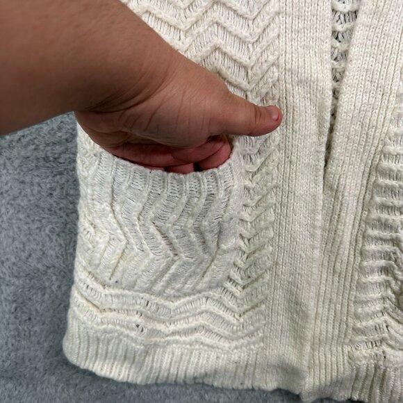 Mossimo‎ Cardigan Cream Long Sleeve Open Front Fuzzy Knit Sweater - Picture 5 of 10